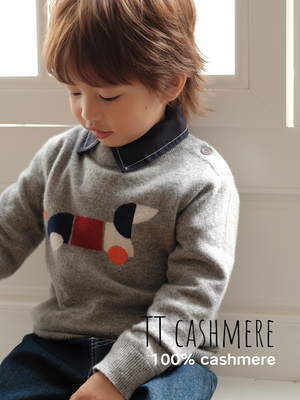 100%山羊绒积木狗儿童羊绒衫
