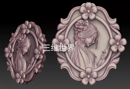 花边仕女  精雕   JDP   STL  BMP三维模型图3D模型图2902