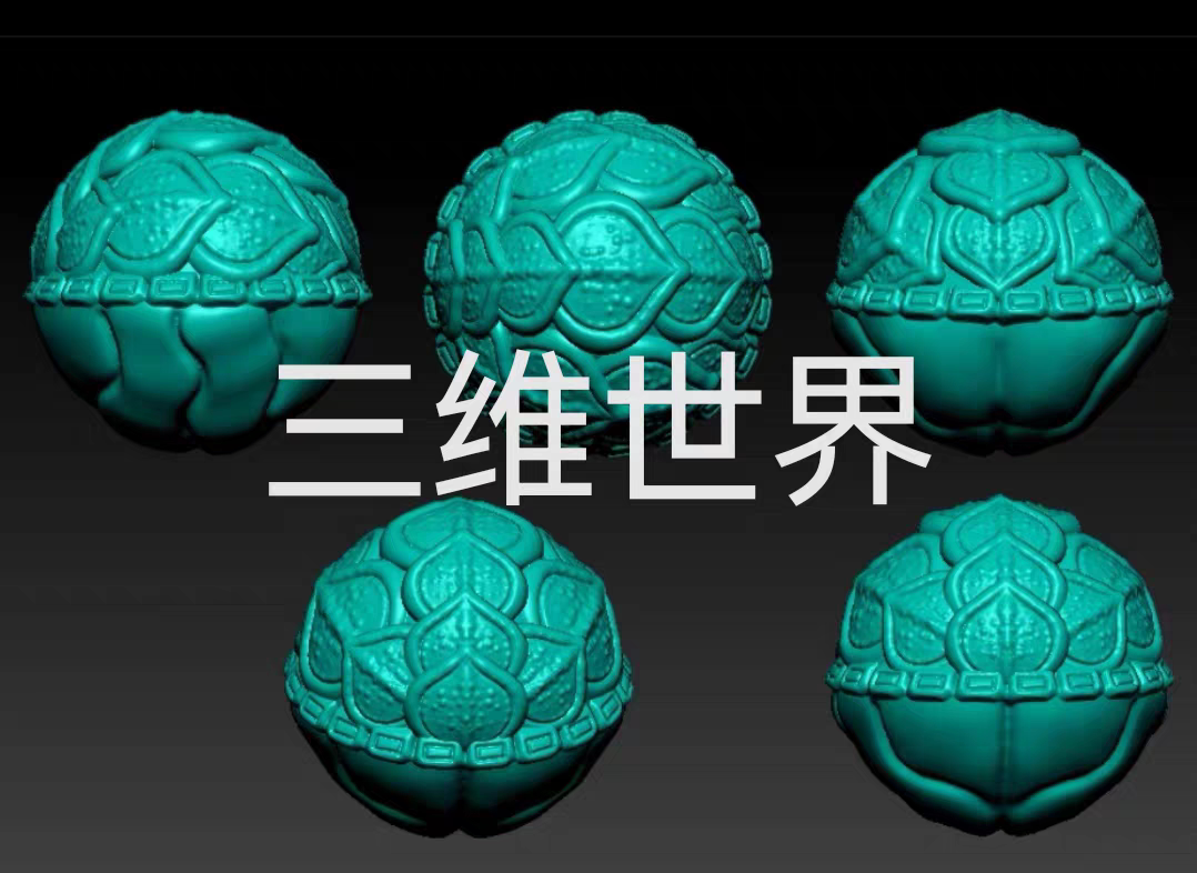 龟壳手串核雕图猴头立体图stl圆雕图3d打印模型四轴雕刻机图30