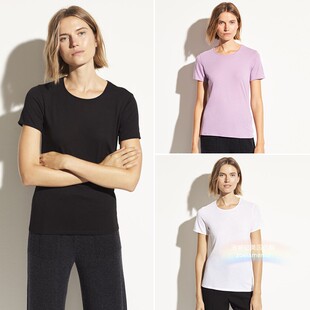 衣橱常备纯色棉混纺弹力打底T恤 Vince 现 美代 洛城记