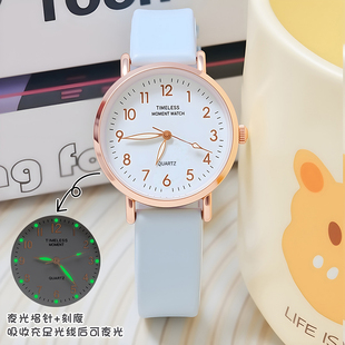 手表女考试专用防水初高中男生腕表韩版 简约气质小清新夜光石英表