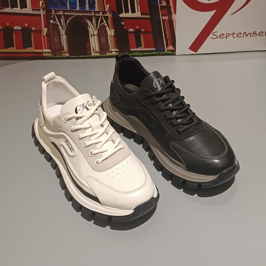 卡莱威盾男鞋新款牛皮阿甘厚底白色低帮百搭休闲旅游欧洲站专柜f2