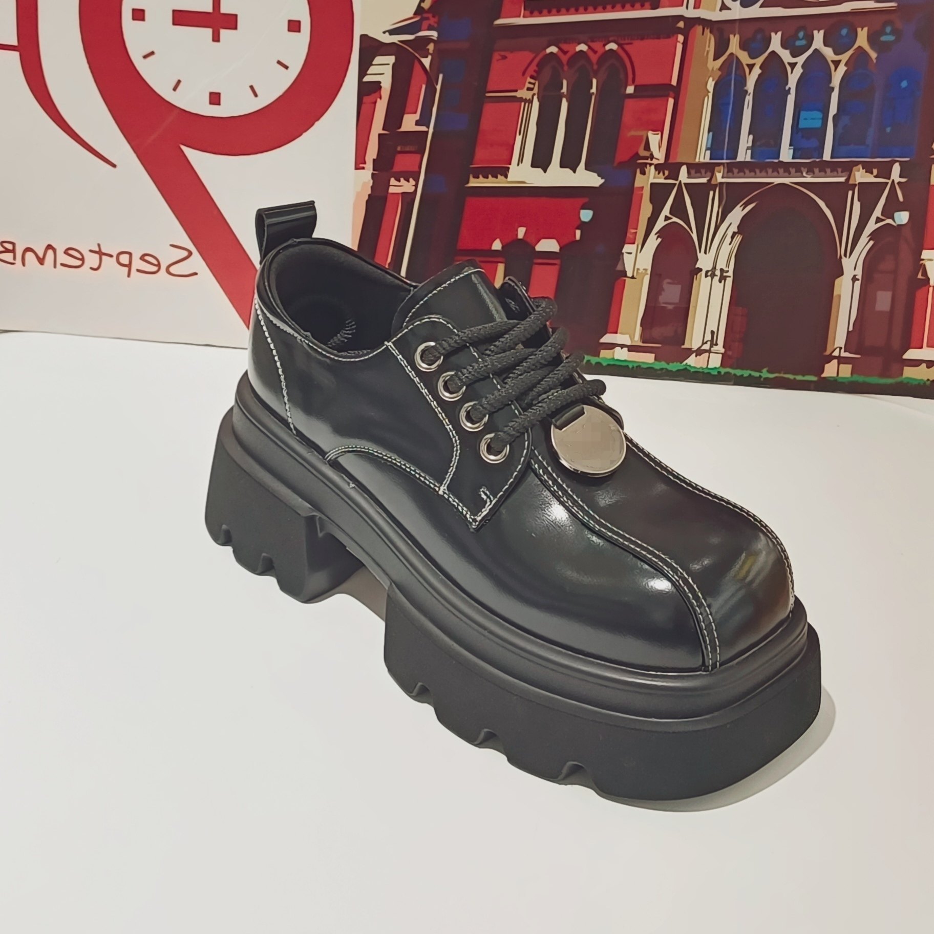 欧洲站2024新款乐福真皮系带低帮鞋方头厚底潮牌m60女鞋专柜正品