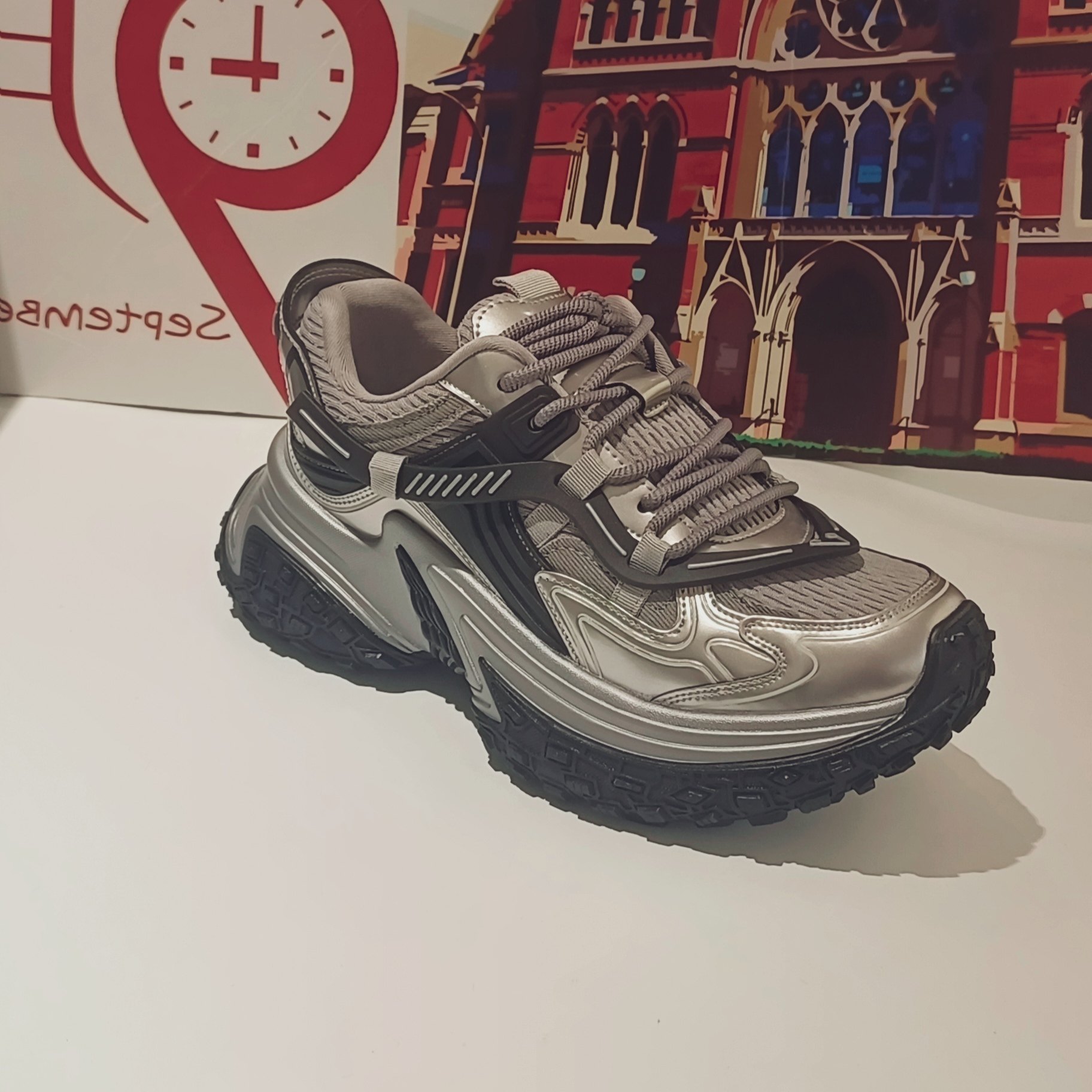 潮牌2024秋新款网面老爹鞋潮轮胎厚底擦色复古休闲脏脏鞋m60男鞋