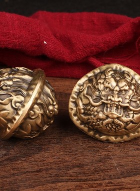 纯黄铜貔貅龙头核桃文玩送长辈