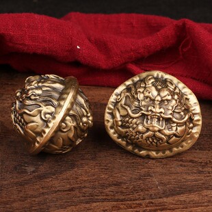 纯黄铜实心核桃文玩手球手握球貔貅龙头手把件把玩手盘健身送长辈