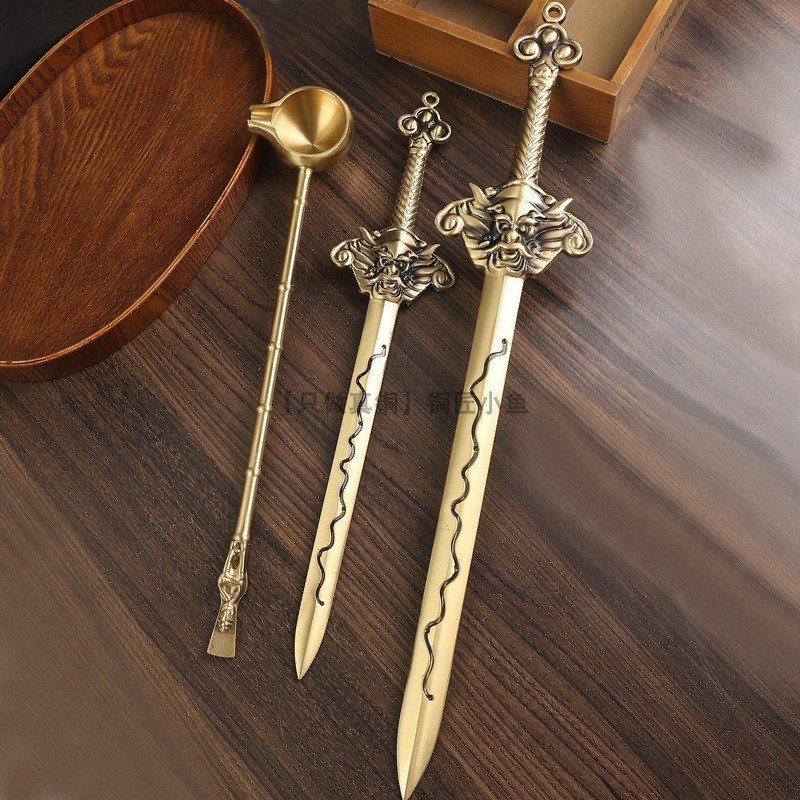 纯黄铜七星宝剑摆件客厅办公室纯铜长柄药勺酒勺汤勺子工艺品摆件,家居饰品,装饰摆件,淘宝优惠券,粉丝福利购,淘宝优惠卷