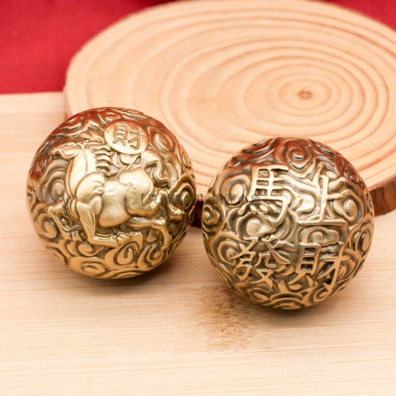 全铜实心马上发财手球保健手握球手把件手盘把玩物男女文玩铜核桃,家居饰品,装饰摆件,淘宝优惠券,粉丝福利购,淘宝优惠卷