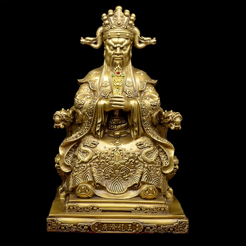 纯铜龙王铜像东海龙王爷神像大号广济龙王龙五爷小摆件脖挂牌吊坠
