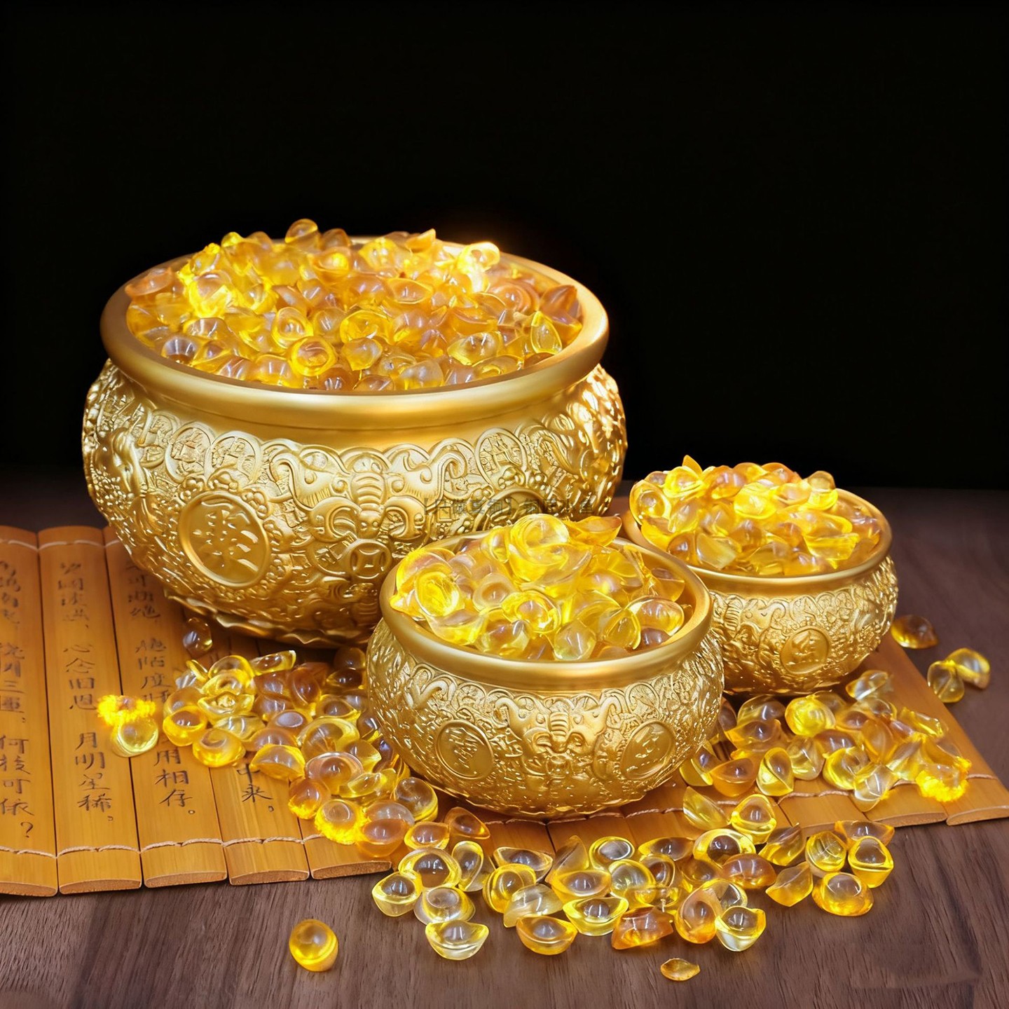 18cm大号金蟾钱币八福聚宝盆加厚实心纯黄铜八方来财店铺家居摆件