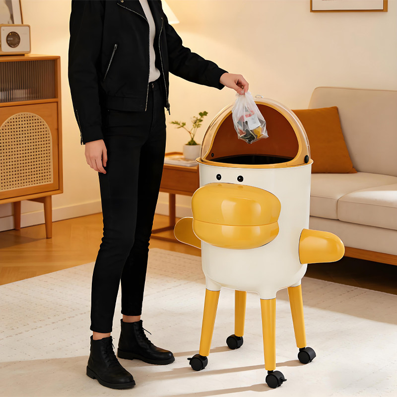潮玩卡通造型垃圾桶家用2026新款客厅轻奢高档厨房卫生间卫生桶