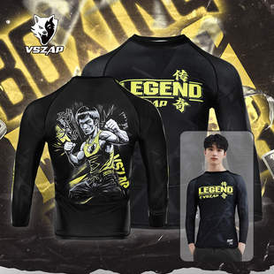 VSZAP巴西柔术李小龙紧身防磨衣JIU T恤MMA JITSU压缩速干运动长袖