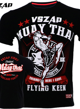 VSZAP泰国UFC泰拳搏击服格斗T恤播运动MMA健身短袖休闲纯棉比赛男