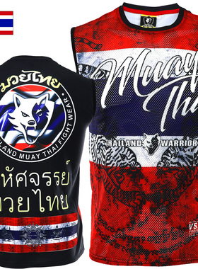 VSZAP泰国老虎T恤泰拳无袖弹力速干背心训练男健身UFC搏击MMA格斗