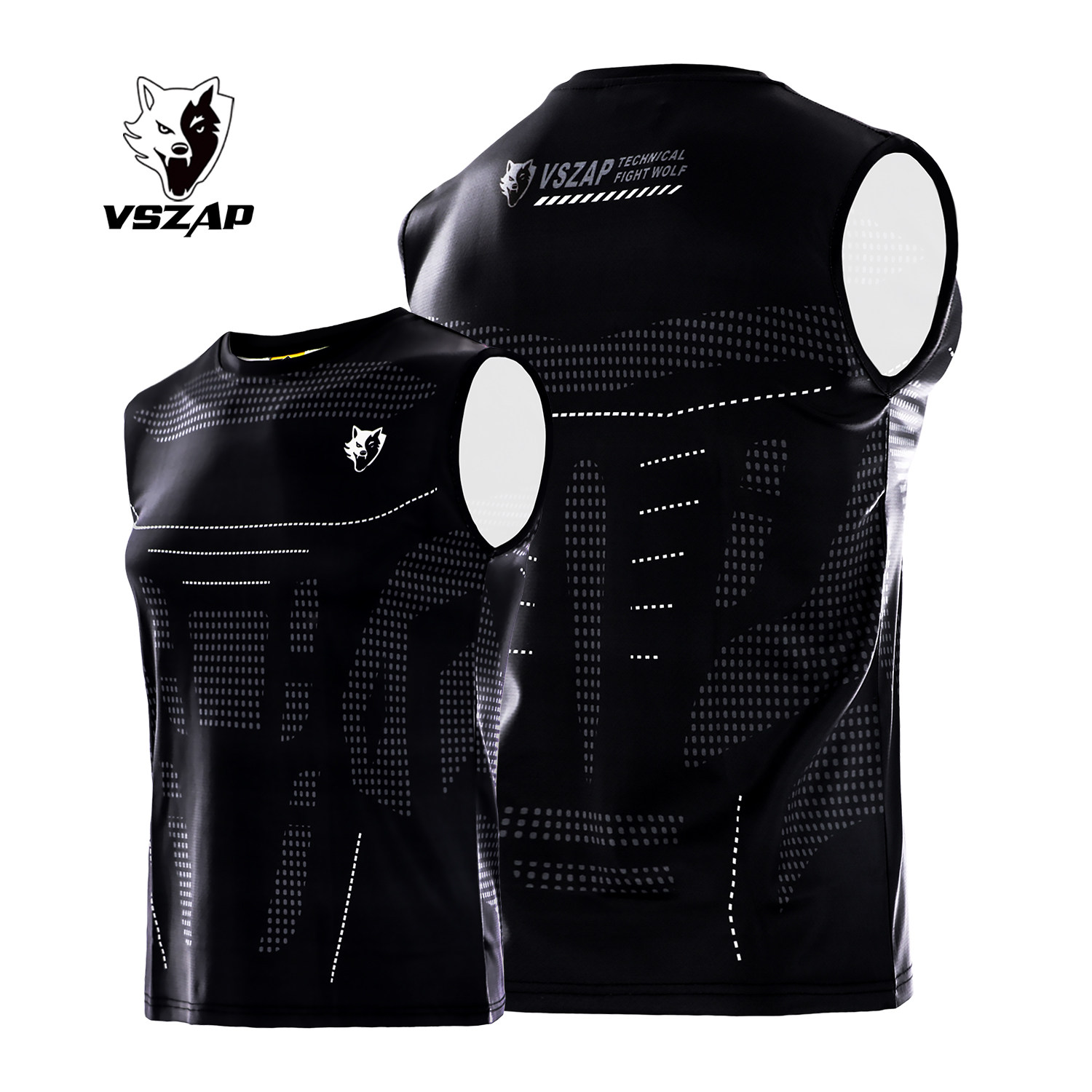 VSZAP新款MMA男士无袖运动休闲背心速干泰拳击UFC健身房训练上衣
