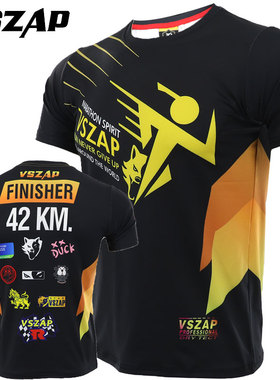 VSZAP跑步短袖训练速干衣全马健身马拉松T恤MMA运动慢跑格斗搏击