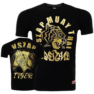 VSZAP老虎泰拳搏击纯棉烫金短袖