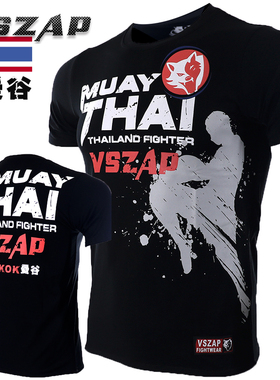 VSZAP运动泰拳健身短袖T恤男MMA训练搏击格斗比赛播求毒液拳击服