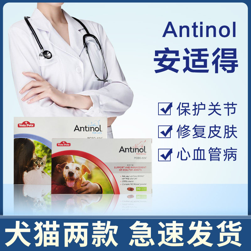 Antinol安适得猫咪狗狗犬用退化性关节炎跛行皮肤血管宠物软骨素 5宝贝妮妮的小店 淘优券