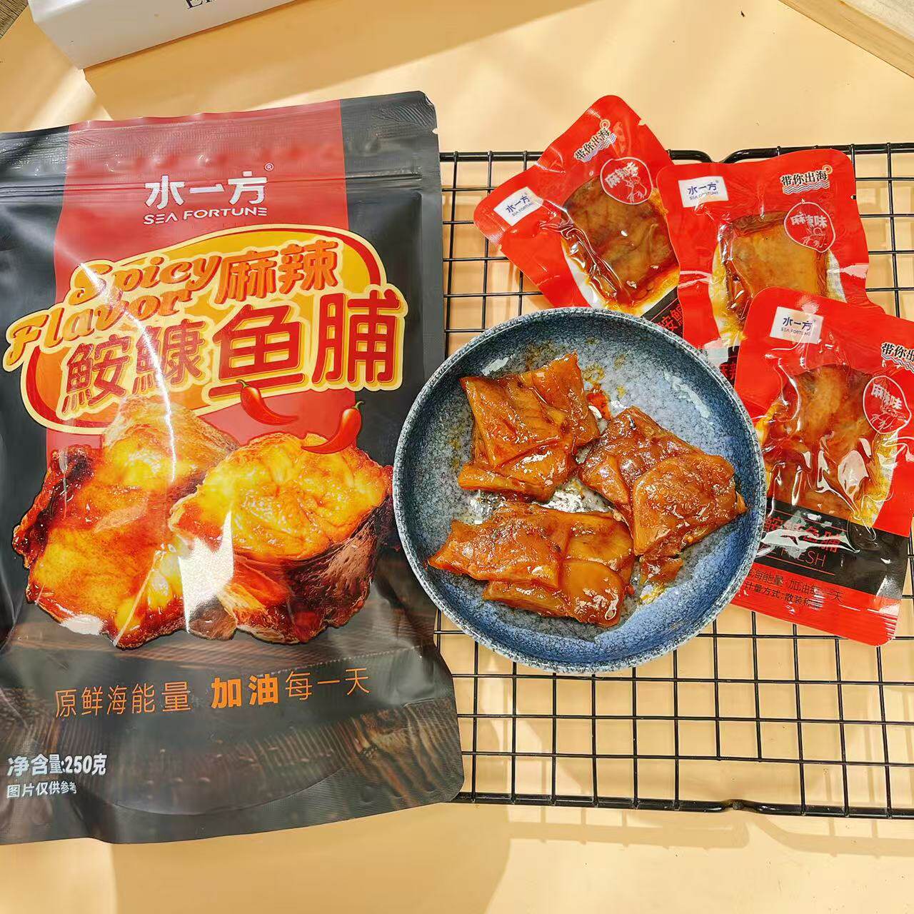 水一方麻辣鮟鱇鱼脯大连特产伴手礼即食海味零食安康鱼脯独立包装