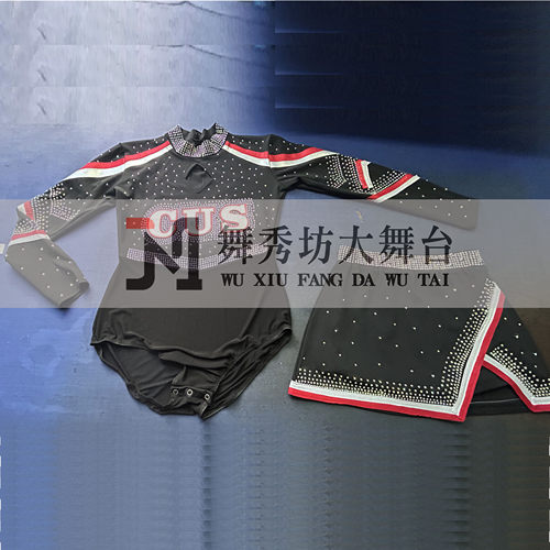 新款花球啦啦操服 不漏肚子款技巧啦啦操服 长款长袖啦啦操服定做
