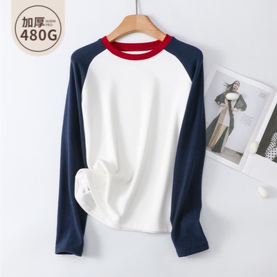 冬季保暖加厚弹力T恤德绒女
