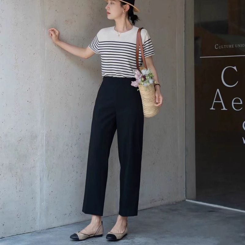 韩国原单【万能小黑裤】四面弹350g罗马锦纶 直筒烟管裤显瘦西裤