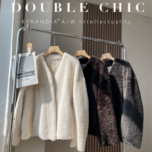 冬日巨献西班牙Lacon拉贡裘皮毛一体V领简约保暖皮草25冬上衣外套