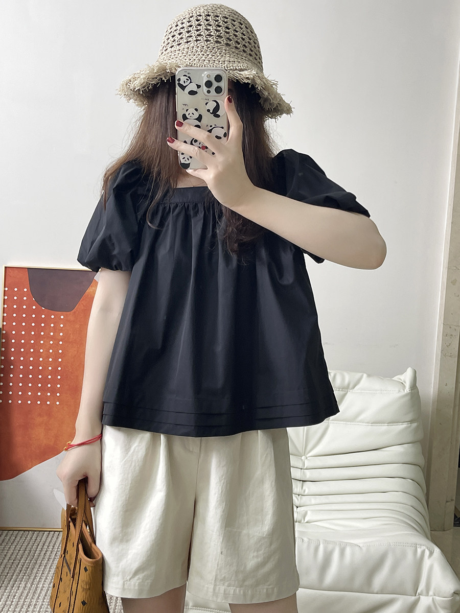 宽松简约套头短袖衬衫