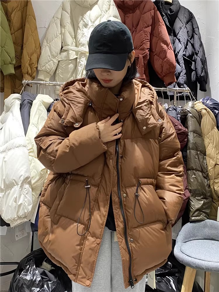 通勤韩版中长款连帽羽绒服