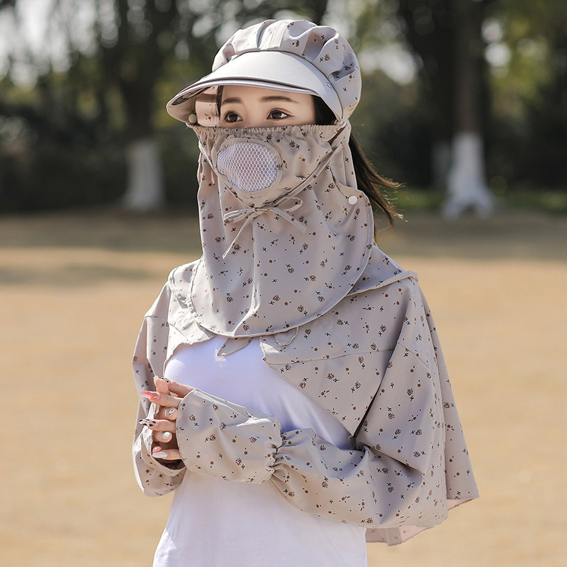 面罩全脸夏天护颈防骑车大沿凉帽