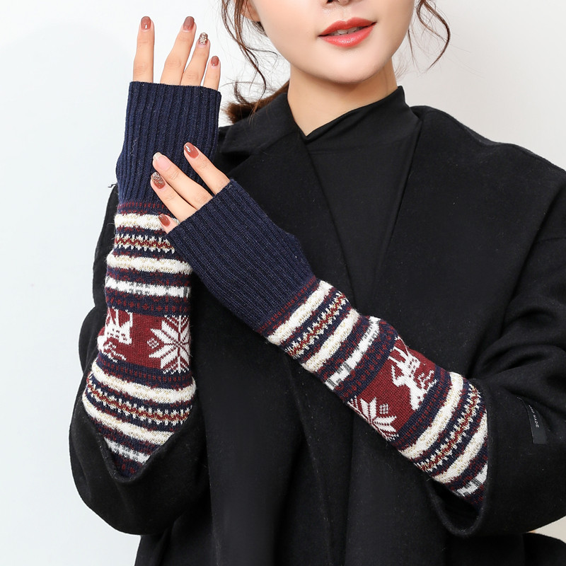 雪花小鹿羊毛袖套半截手套手臂套保暖袖子针织秋冬天女假袖子肘套,服饰配件/皮带/帽子/围巾,手套,淘宝优惠券,粉丝福利购,淘宝优惠卷