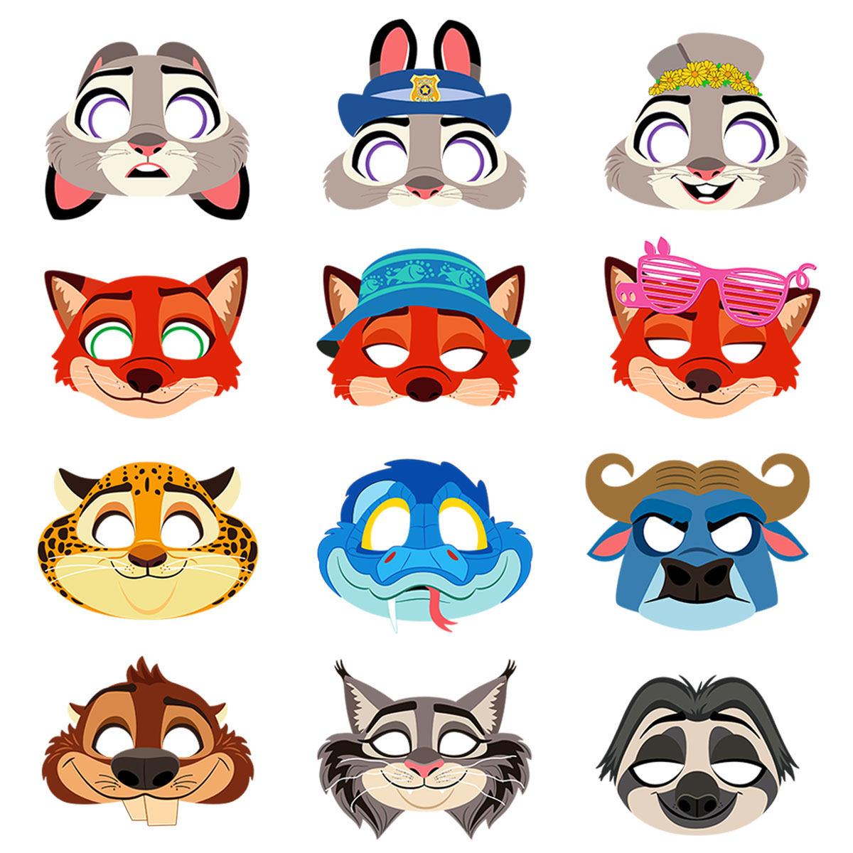 疯狂动物城主题派对拍照道具派对化妆舞会搞怪纸眼镜半脸纸质面具,节庆用品/礼品,面具,淘宝优惠券,粉丝福利购,淘宝优惠卷