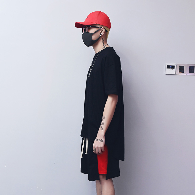 超宽松中长款鱼尾露边短袖T恤 U1016 P45