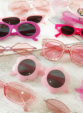 粉色系复古土酷蹦迪透明太阳眼镜