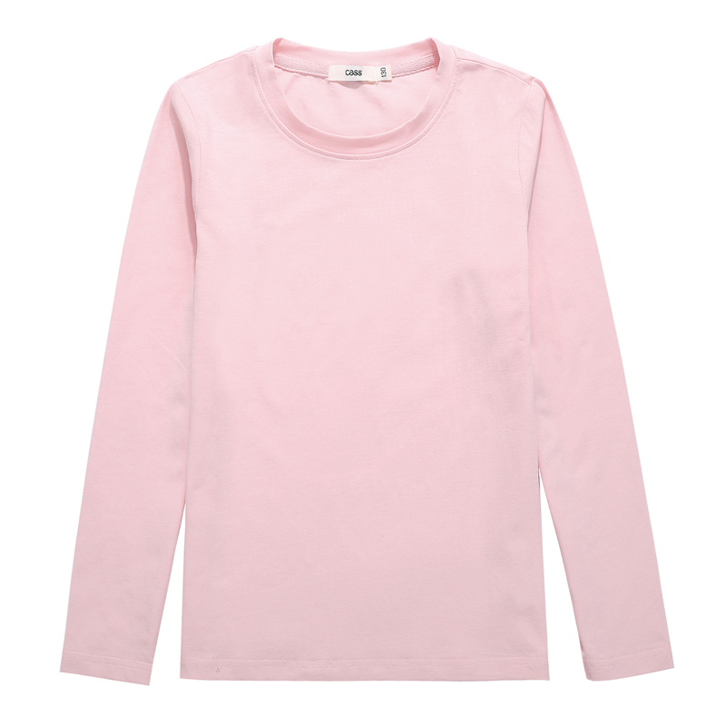 长袖圆领纯色打底衫女童T恤
