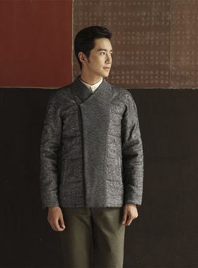 增简亚麻中式复古冬季休闲文艺棉麻棉服外套情侣棉衣禅意加厚棉袄