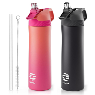 出口欧洲 食品级304不锈钢保温保冷杯550ML吸管盖防滑底真空双层