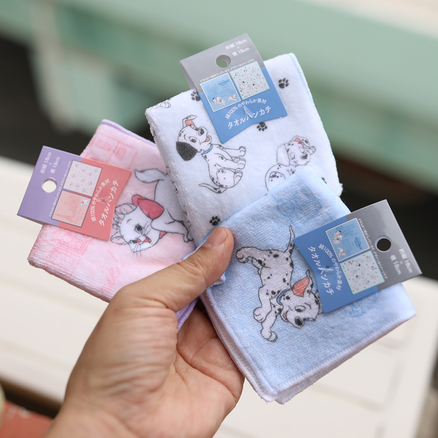 出口日本方形手巾卡通小狗小猫印花方巾毛巾纯棉手帕厨房抹布