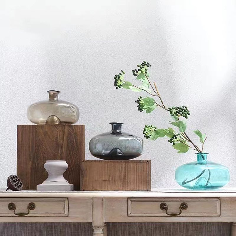 孤品特价秒杀 简约现代居家摆件样板房玄关软装饰品水养 玻璃花瓶