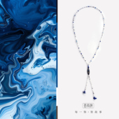 深海星空黑发晶墨蓝色贝壳青金石项链女气质百搭毛衣链高级感颈饰
