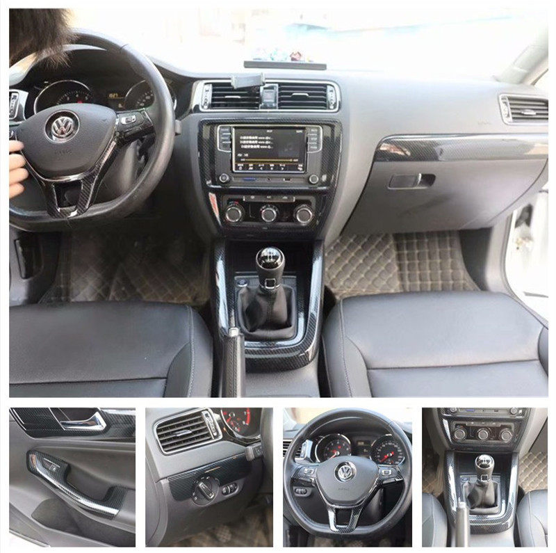 适用于15-18款新速腾碳纤维内饰贴 桃木内饰贴 改装中控方向盘贴