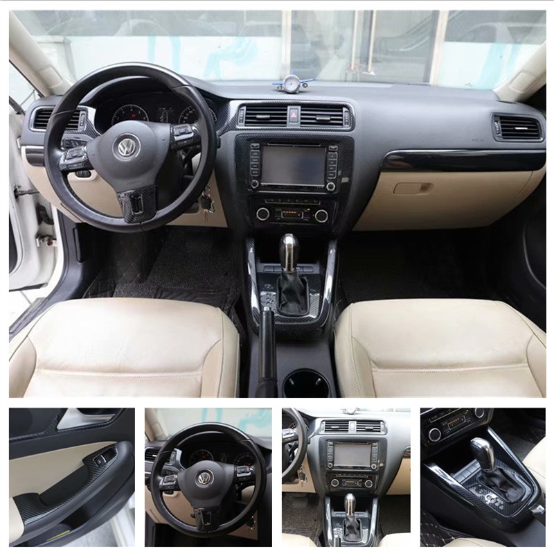 适用于12-14款新速腾碳纤维内饰贴 改装桃木中控面板帖 排挡位贴