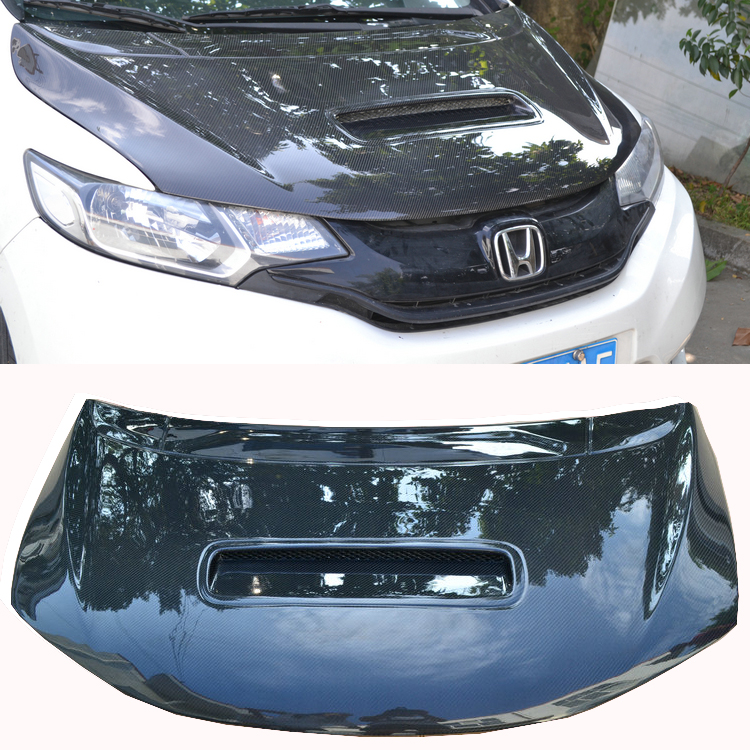 适用14-19飞度碳纤维机盖