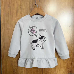 日单秋季款特卖纯棉毛圈卫衣女童裙摆上衣裙童装