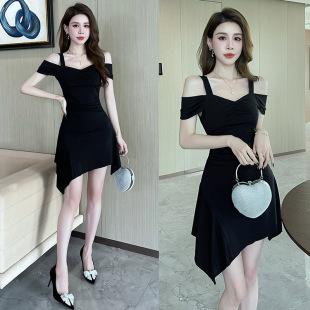 夜总店气质显瘦性感吊带足浴技师柔式 按摩SPA夜场KTV工作服连衣裙