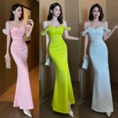 夜总店性感连衣裙高级感佳丽吊带长裙晚礼服桑拿沐足技师工作服女