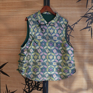 砺美·张和才梅花松菊锦手工高定新中式蜀锦新中式桑蚕丝春夏马甲