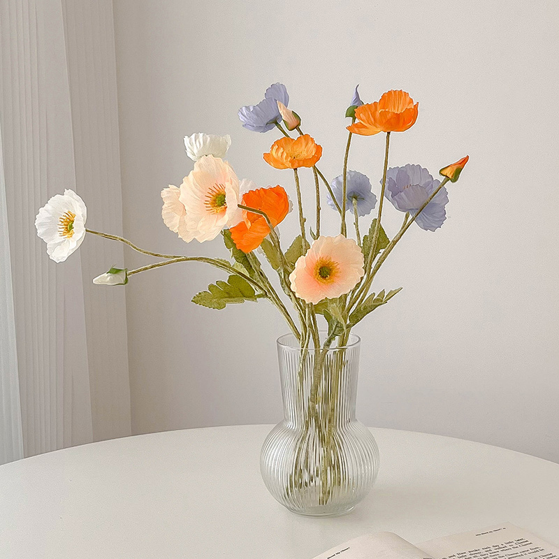 虞美人植绒花束ins风家居装饰