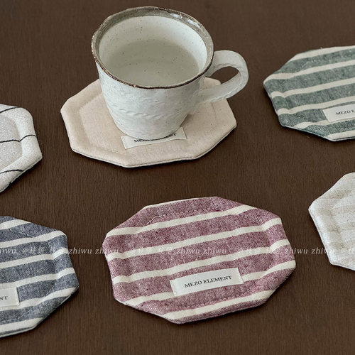 八角亚麻杯垫文艺隔热垫装饰垫